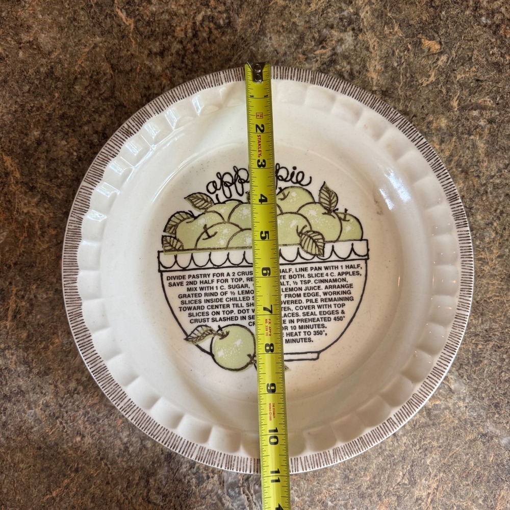 Royal China by Jeannette Apple Pie Recipe Ceramic Pie Plate Vintage 11 Inch USA - Picture 4 of 5